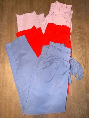 Freeprance | Women's Paper Bag Pants Elastic Waist | Purple Blue Red | Size S